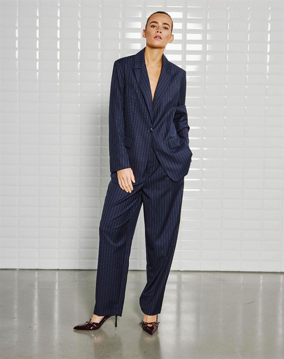 Valentina WBL Striped Bukser - Midnight Blue Pinstripe